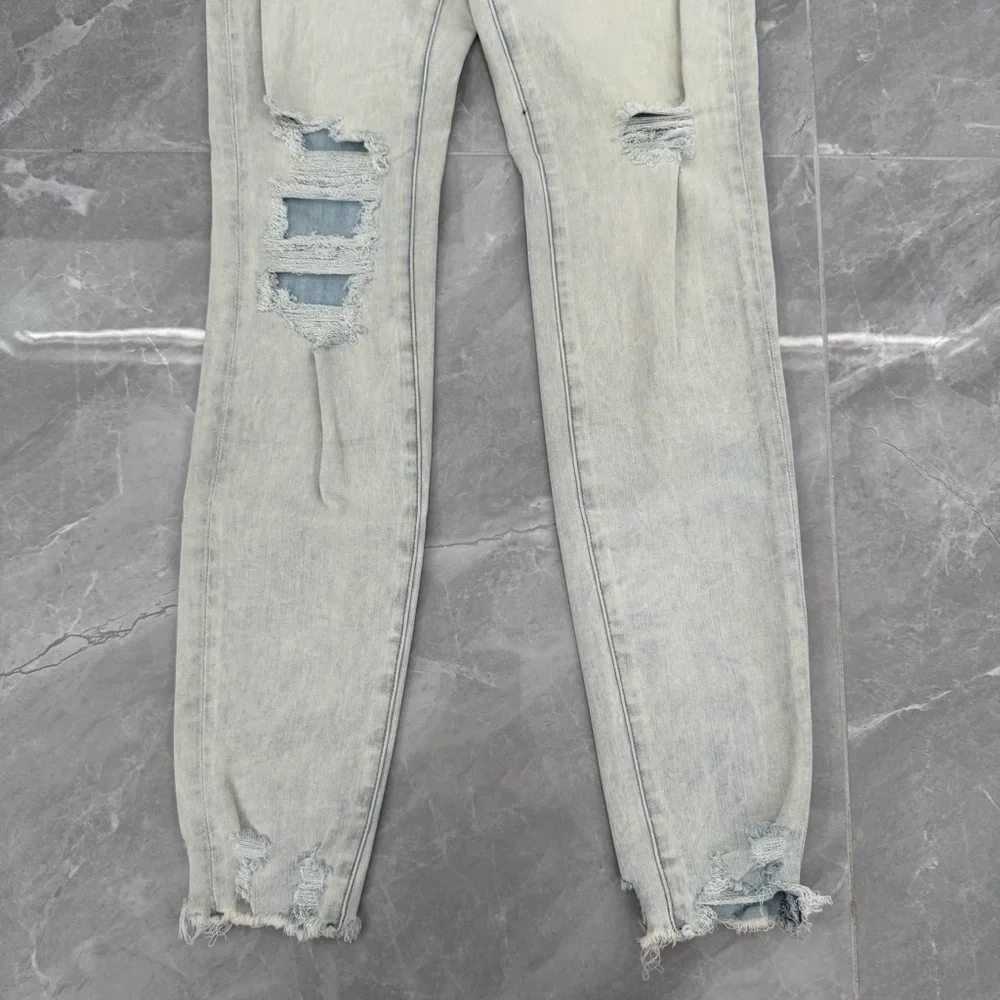 Women’s American Eagle Super Hi-Rise Distressed Light Wash Jeggings Size 4 - Picture 6 of 16